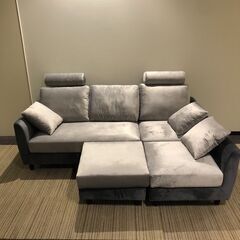 展示品・未使用品】3人掛けソファ ベルベット調3人掛けカウチソファ