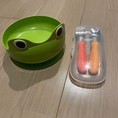 IKEA かえるお皿　幼児用スプーンフォーク