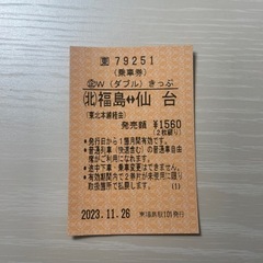 仙台〜福島間W切符　1枚