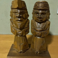 北海道土産 アイヌの夫婦木彫り人形