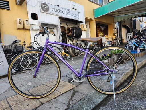 　クロスバイク　２７インチ　６変速　紫　配達可能