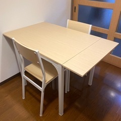 伸長式 折り畳み ダイニングテーブル【椅子付き】