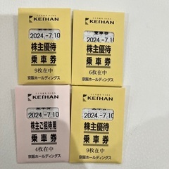 京阪電車の株主優待の乗車券28枚です。