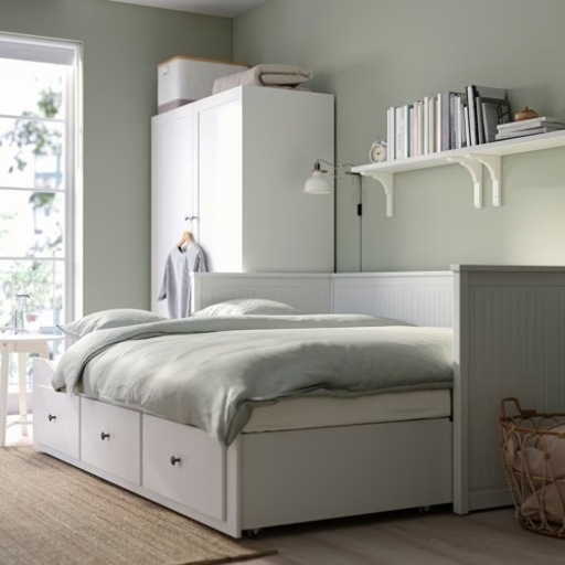 布張り収納付きベッド - IKEA 【急募！】IKEA 収納付き2wayベッド