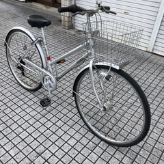 【27インチ自転車】6段変速　LEDオートライト付　前後タイヤ新品❗️鍵、前カゴ新品❗️スペアキーあり　若林自転車　浜大津店　SALE中❗️