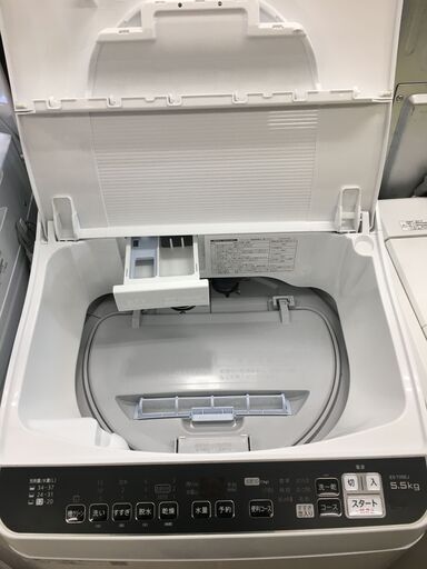 ①シャープ SHARP 乾燥付き洗濯機 ES-TX5EJ 2020年製 高年式 洗濯5.5kg 乾燥3.5kg タテ型洗濯乾燥機 ヒーター乾燥 排気タイプ 洗濯 脱水容量 5.5kg ステンレス穴なし槽 ホワイト系 洗濯乾燥機 清潔 節水 単身 一人暮らし 二人暮らし クリーニング済 堺市 石津【ジャングルジャングルサカイ石津店】