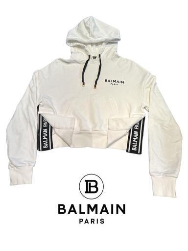 BALMAIN フロック クロップ オーガニック コットン パーカー XS