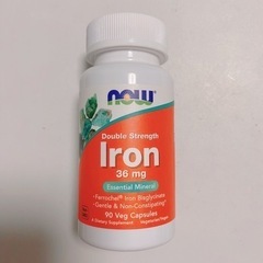 【新品未開封】 Now foods Iron 鉄 36mg 90粒