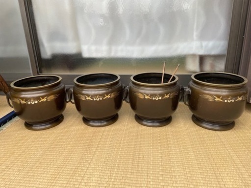 鳳凰火鉢4個セット　灰入り