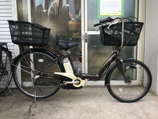 地域限定送料無料　ブリヂストン　アンジェリーノ　三人乗り　8,1AH　茶　ギュット　キッス　神戸市　電動自転車