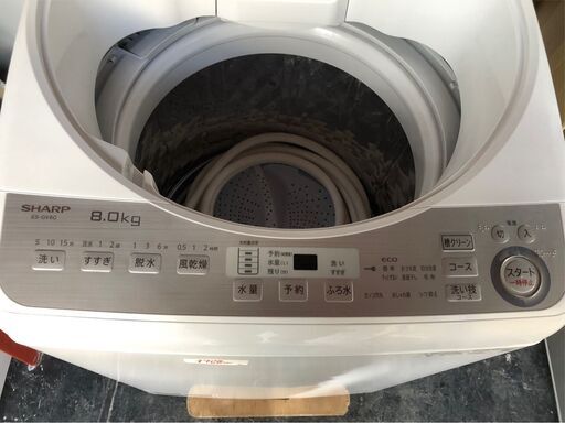 ☆中古￥16,800！SHARP 8.0㎏洗濯機 家電 2019年製 ES-GV8C-S型 【BK337】