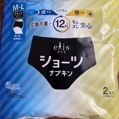 【新品】　エリス　ショーツナプキン　ブラック　2個入り　生理用ナプキン