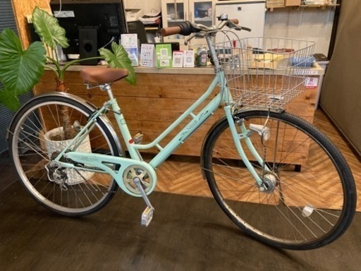 後輪チューブ新品！LEDオートライト】6段変速 26インチ自転車 パステル