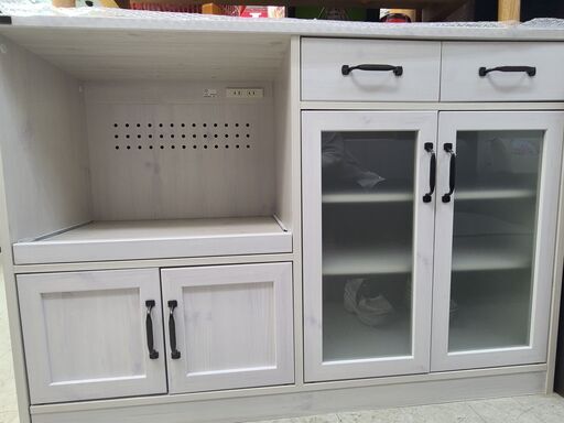 【近隣地域自社配送可能】ポーリー　キッチンボード　レンジラック　ホワイト　収納　食器棚　GMW24