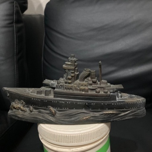 戦艦  銅製　文鎮　骨董品　ヴィンテージ  アンティーク　護衛艦　置物　軍艦　昭和レトロ　海軍　戦争　激レア　マニア