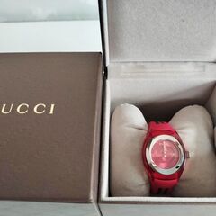 新品】GUCCIラバーベルト腕時計SYNCレディース保証書YA137303赤