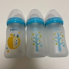 ピジョンシリコンコーティングガラス哺乳瓶160ml3