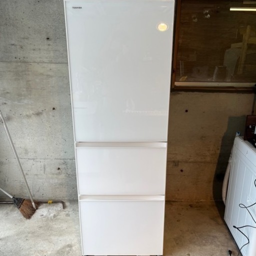 【美品】TOSHIBA ノンフロン冷凍冷蔵庫 363L 東芝 ガラスドア 2019年製 GR-R36SXVL(EW)生活家電