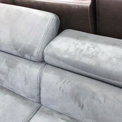 カウチソファ 3人掛けソファ  L字ソファ 左カウチ リクライニング ヘッドレスト付き ブラック【ユーズドユーズ名古屋天白店】 JO0105