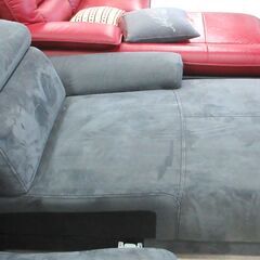 カウチソファ 3人掛けソファ  L字ソファ 左カウチ リクライニング ヘッドレスト付き ブラック【ユーズドユーズ名古屋天白店】 JO0105