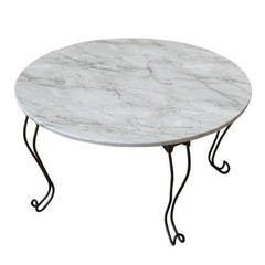 【美品】折りたたみデーブル　丸型 60cm幅 大理石柄 猫脚テーブル