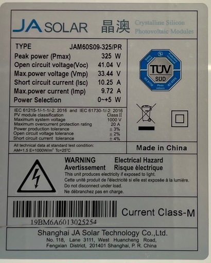 単結晶ソーラーパネル（2枚）Max Power324W /  一枚あたり