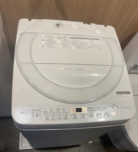 SHARP シャープ 2017年製 全自動洗濯機 7.0kg ES-KS70W