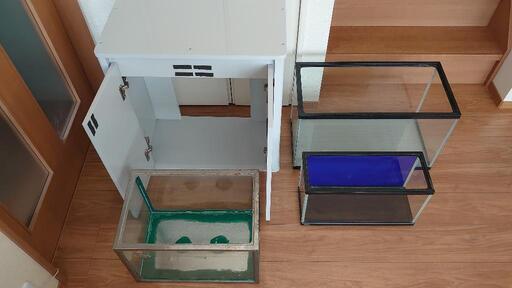 引退品)水槽　台　フィルター　ライト　エアーポンプ・ストーン
