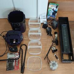 引退品)水槽　台　フィルター　ライト　エアーポンプ・ストーン