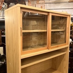 《売約済》木製カップボード・オーク材　無印　無印良品　MUJI 食器棚　ナチュラル　木製　検　カントリー　北欧　イデー　ウニコ　モモナチュラル