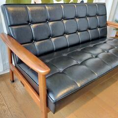 【美品】カリモク60　kチェア2シーター　ブラック　直接引取　神戸市