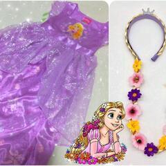 【塔の上のラプンツェル】プリンセスドレス👗なりきりカチューシャ付...