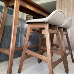 状態良】ニトリ フィルン カウンターテーブルとチェア×2脚セット 引取優先