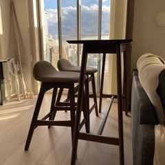 状態良】ニトリ フィルン カウンターテーブルとチェア×2脚セット 引取優先