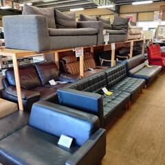 【愛品倶楽部柏店】島忠 ヘッドレスト付オットマン式カウチソファ ジョイ