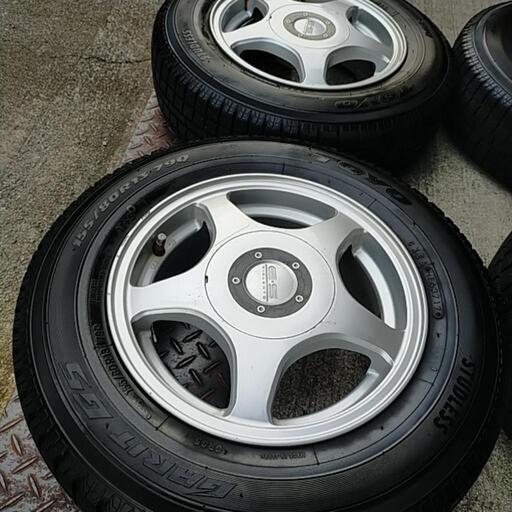 バリ溝155/80R13 スタッドレスのアルミホイールセット　パッソで使用　ヴィッツ/ブーン/kei/カローラ/軽トラ/コンパクトカーなど