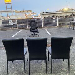 レザー調ダイニングチェア 3脚