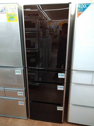 お買い得日立 HITACHI 2014年製 R-S4200D XT 真空チルドFS クリスタルドア 冷蔵庫 415L 右開き5ドア 1054