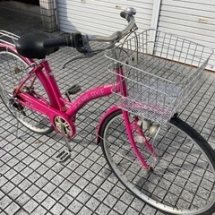 27インチ自転車】6段変速付 前後タイヤ、チェーン、前カゴ、鍵新品