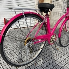 27インチ自転車】変速なし リヤタイヤ、チェーン、前カゴ、鍵新品