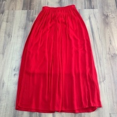 【決まりました】楊柳ロングスカート　赤Lサイズ