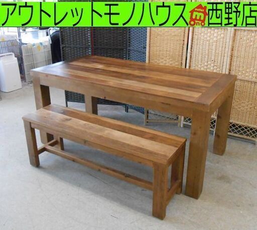 ダイニングセット Knot antiques/ノットアンティークス DECO/デコ テーブル160 ベンチ125 古材 天然木 インダストリアル 札幌 西野店