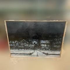 新潟　渡辺秀昭 　冬の夜　油彩画　風景画　絵画　81×117.5cm