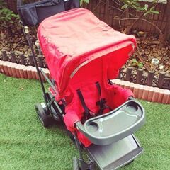 ジュービー】2人乗り ベビーカー カブースウルトラライト 赤☆レイン