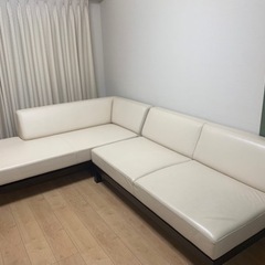 【12月中まで、最終】TIME&STYLE  本革使用　高級2人掛けソファー