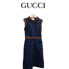 GUCCI シェリーライン フリル ノースリーブ ワンピース S