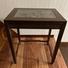 アンティーク 木彫りサイドテーブル