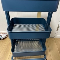 IKEA イケア　ワゴン　カート　カゴ　収納 紺色