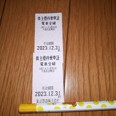 東武鉄道　株主優待乗車券　2枚　2023.12.31迄