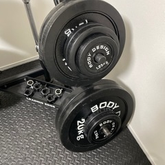バーベル 140kgセット プレートラック付 EZバー付き